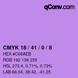 颜色代码: CMYK 18 / 41 / 0 / 8 | qconv.com