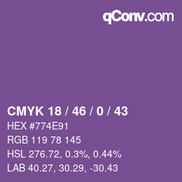Color code: CMYK 18 / 46 / 0 / 43 | qconv.com