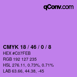 Color code: CMYK 18 / 46 / 0 / 8 | qconv.com