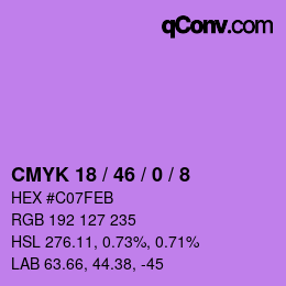 Color code: CMYK 18 / 46 / 0 / 8 | qconv.com