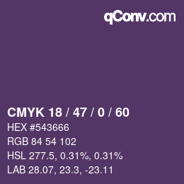 颜色代码: CMYK 18 / 47 / 0 / 60 | qconv.com