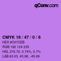 Color code: CMYK 18 / 47 / 0 / 8 | qconv.com