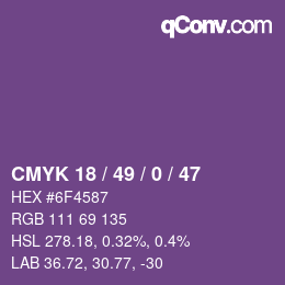 Color code: CMYK 18 / 49 / 0 / 47 | qconv.com