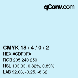 Código de color: CMYK 18 / 4 / 0 / 2 | qconv.com