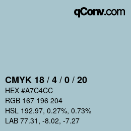 Farbcode: CMYK 18 / 4 / 0 / 20 | qconv.com