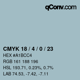 Color code: CMYK 18 / 4 / 0 / 23 | qconv.com