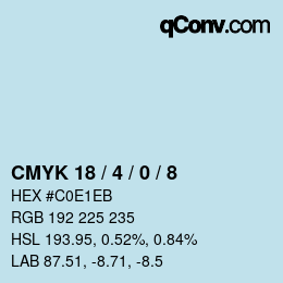 Farbcode: CMYK 18 / 4 / 0 / 8 | qconv.com
