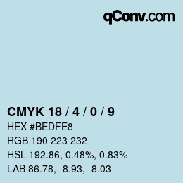 Código de color: CMYK 18 / 4 / 0 / 9 | qconv.com