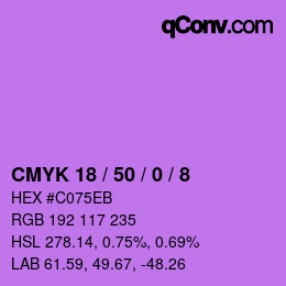 Color code: CMYK 18 / 50 / 0 / 8 | qconv.com
