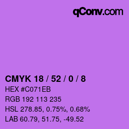 Color code: CMYK 18 / 52 / 0 / 8 | qconv.com