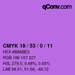 颜色代码: CMYK 18 / 53 / 0 / 11 | qconv.com