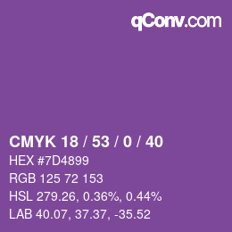 Farbcode: CMYK 18 / 53 / 0 / 40 | qconv.com