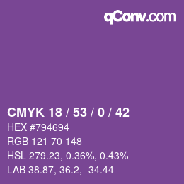 颜色代码: CMYK 18 / 53 / 0 / 42 | qconv.com