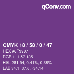 カラーコード: CMYK 18 / 58 / 0 / 47 | qconv.com