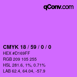 カラーコード: CMYK 18 / 59 / 0 / 0 | qconv.com