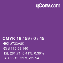 カラーコード: CMYK 18 / 59 / 0 / 45 | qconv.com