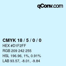カラーコード: CMYK 18 / 5 / 0 / 0 | qconv.com