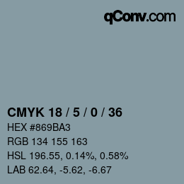 Farbcode: CMYK 18 / 5 / 0 / 36 | qconv.com