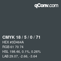 颜色代码: CMYK 18 / 5 / 0 / 71 | qconv.com