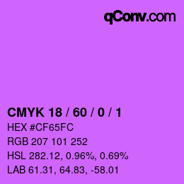 カラーコード: CMYK 18 / 60 / 0 / 1 | qconv.com