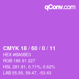 カラーコード: CMYK 18 / 60 / 0 / 11 | qconv.com