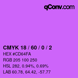 カラーコード: CMYK 18 / 60 / 0 / 2 | qconv.com