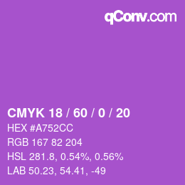Color code: CMYK 18 / 60 / 0 / 20 | qconv.com