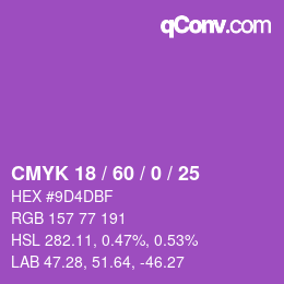 カラーコード: CMYK 18 / 60 / 0 / 25 | qconv.com