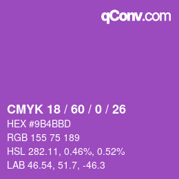 カラーコード: CMYK 18 / 60 / 0 / 26 | qconv.com