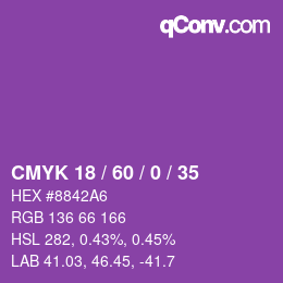 Color code: CMYK 18 / 60 / 0 / 35 | qconv.com