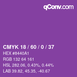 カラーコード: CMYK 18 / 60 / 0 / 37 | qconv.com