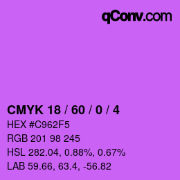 カラーコード: CMYK 18 / 60 / 0 / 4 | qconv.com