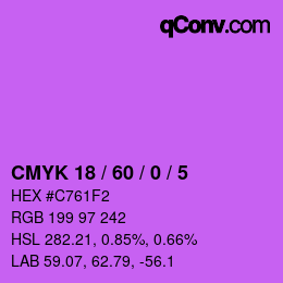 カラーコード: CMYK 18 / 60 / 0 / 5 | qconv.com