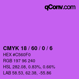 カラーコード: CMYK 18 / 60 / 0 / 6 | qconv.com