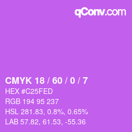 Color code: CMYK 18 / 60 / 0 / 7 | qconv.com