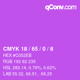 カラーコード: CMYK 18 / 65 / 0 / 8 | qconv.com