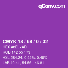 Color code: CMYK 18 / 68 / 0 / 32 | qconv.com