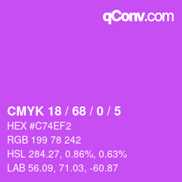 カラーコード: CMYK 18 / 68 / 0 / 5 | qconv.com