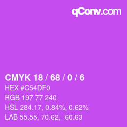 Color code: CMYK 18 / 68 / 0 / 6 | qconv.com