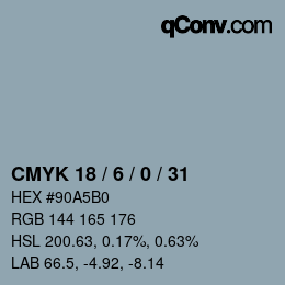 カラーコード: CMYK 18 / 6 / 0 / 31 | qconv.com