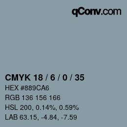 カラーコード: CMYK 18 / 6 / 0 / 35 | qconv.com
