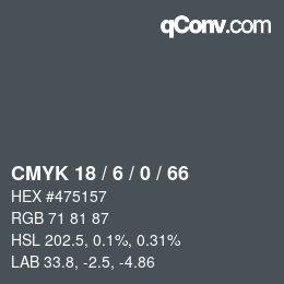 カラーコード: CMYK 18 / 6 / 0 / 66 | qconv.com