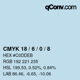 Farbcode: CMYK 18 / 6 / 0 / 8 | qconv.com