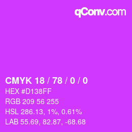 Color code: CMYK 18 / 78 / 0 / 0 | qconv.com