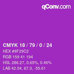 カラーコード: CMYK 18 / 79 / 0 / 24 | qconv.com