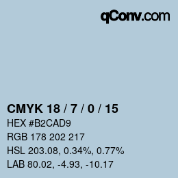 カラーコード: CMYK 18 / 7 / 0 / 15 | qconv.com