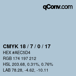 颜色代码: CMYK 18 / 7 / 0 / 17 | qconv.com