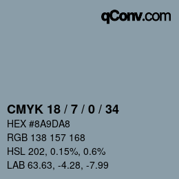 カラーコード: CMYK 18 / 7 / 0 / 34 | qconv.com