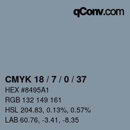 颜色代码: CMYK 18 / 7 / 0 / 37 | qconv.com