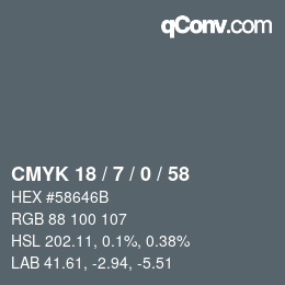 Código de color: CMYK 18 / 7 / 0 / 58 | qconv.com